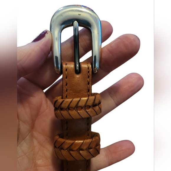 Brown Braided Leather Mens Belt, 34 - Picture 3 of 9
